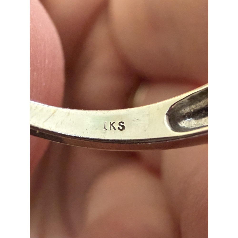 Vintage 14k Solid White Gold Natural Round Bagutte Diamond Ring - Size 8 3.1g - Picture 11 of 12